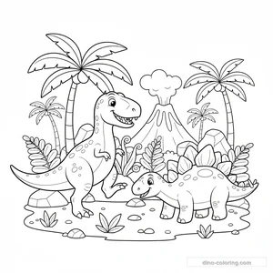 Disegno Allosaurus vs Stegosaurus da Colorare #10