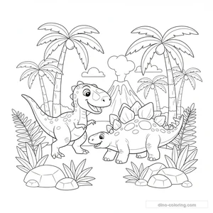 Desenho Allosaurus vs Stegosaurus para Colorir #12