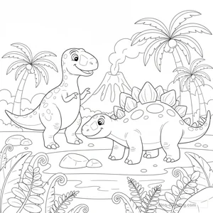 Desenho Allosaurus vs Stegosaurus para Colorir #26