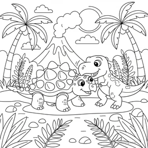 Disegno Defending Ankylosaurus da Colorare #8