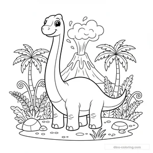 Desenho Cute Brachiosaurus para Colorir #21