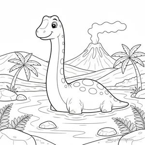 Dibujo Brachiosaurus in Lake para Colorear #30