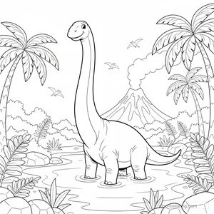 Disegno Brachiosaurus in Lake da Colorare #13