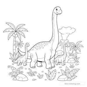 Desenho Brachiosaurus Herd para Colorir #10