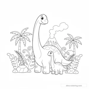 Disegno Brachiosaurus Family da Colorare #13