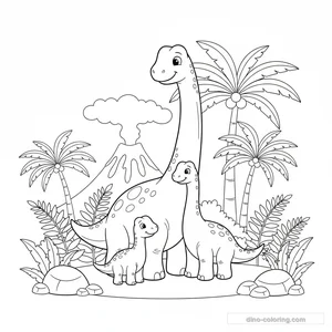 Desenho Brachiosaurus Family para Colorir #15