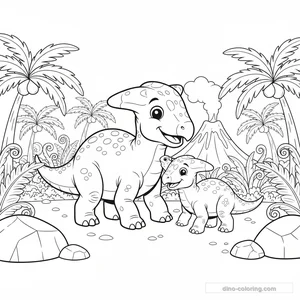 Pachycephalosaurus Family Ausmalbild #38