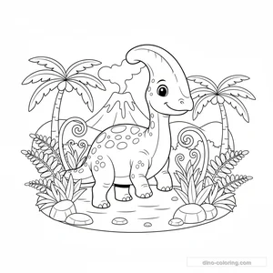 Dibujo Friendly Parasaurolophus para Colorear #9