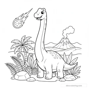 Dibujo Meteor Dinosaur Scene para Colorear #3