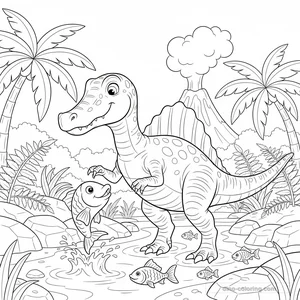 Desenho Fishing Spinosaurus para Colorir #15