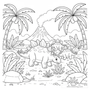 Dibujo Stegosaurus Family para Colorear #25
