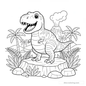 Disegno T-Rex on Rock da Colorare #1