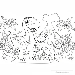 Desenho T-Rex Family para Colorir #12