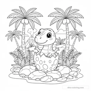 Disegno Baby T-Rex Hatching da Colorare #12