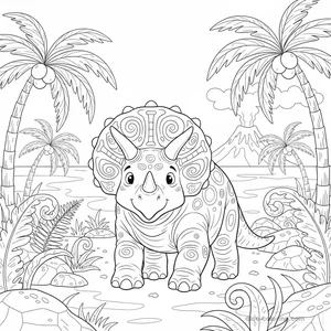 Disegno Detailed Triceratops da Colorare #11