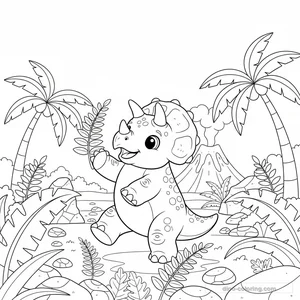 Desenho Playful Baby Triceratops para Colorir #14