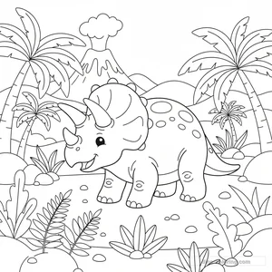 Dibujo Triceratops Herd para Colorear #11
