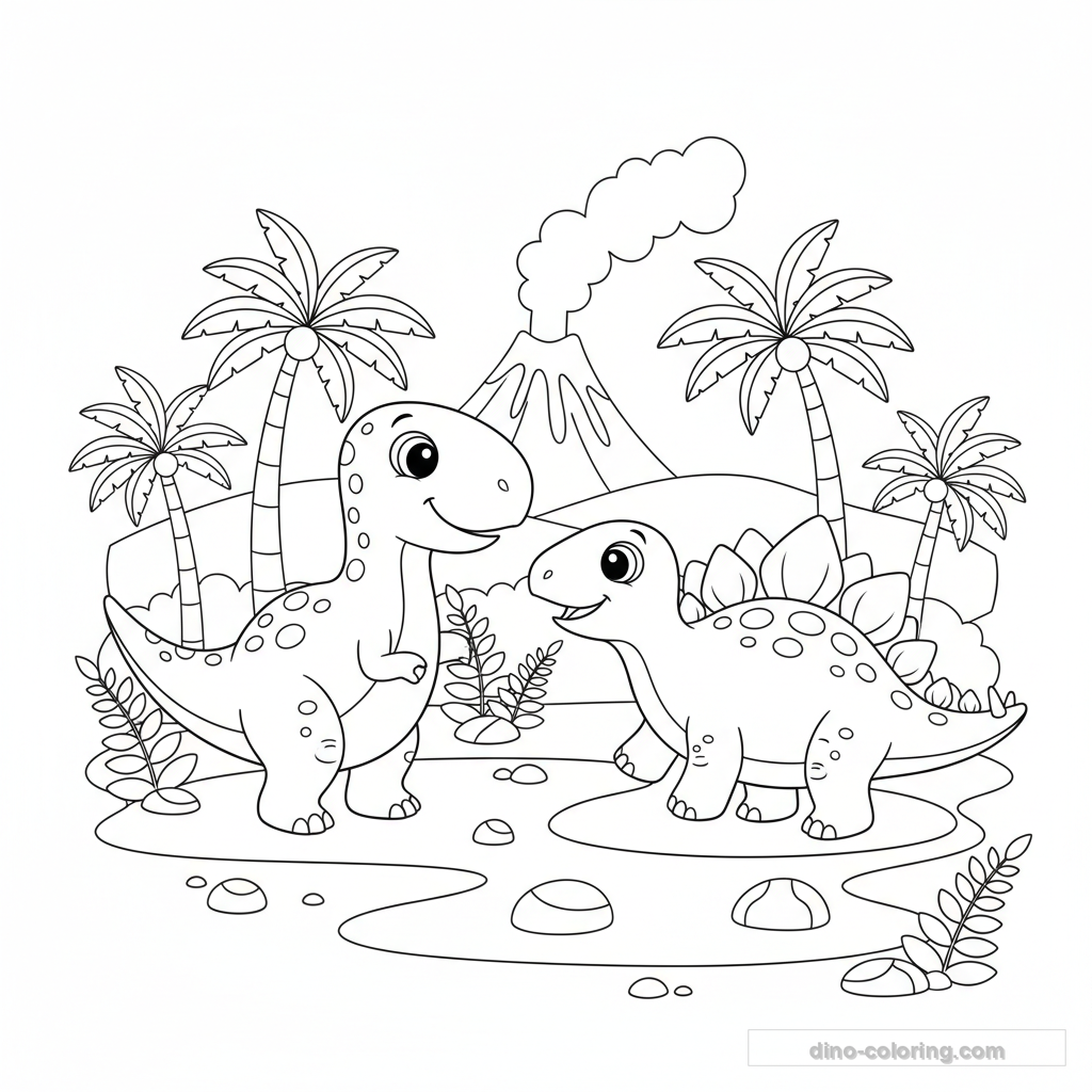 Desenho Allosaurus vs Stegosaurus para Colorir #5