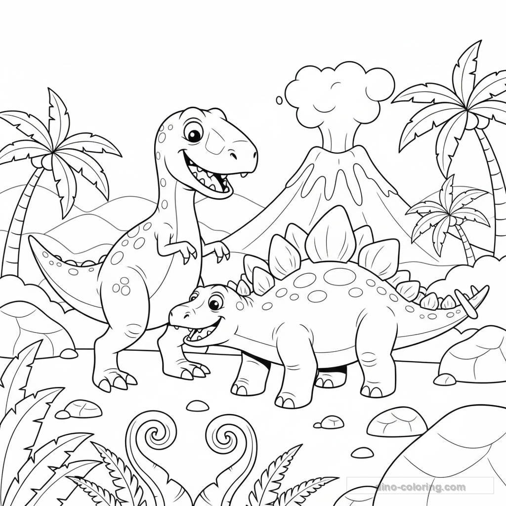 Dibujo Allosaurus vs Stegosaurus para Colorear #10
