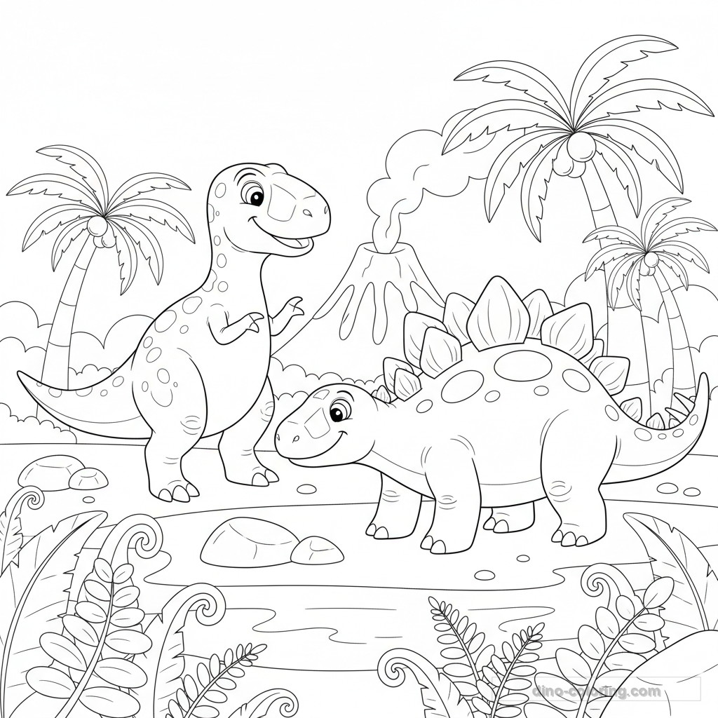 Disegno Allosaurus vs Stegosaurus da Colorare #26