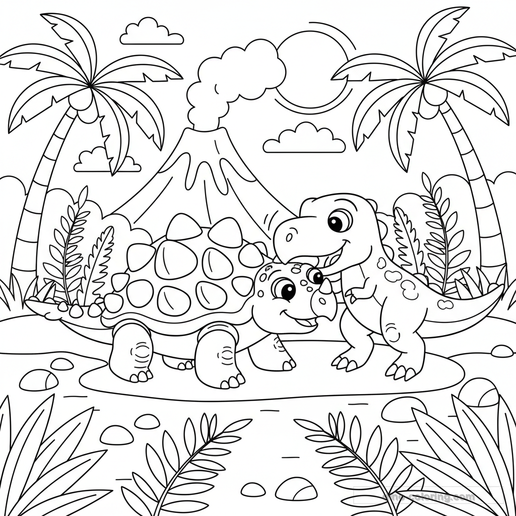 Disegno Defending Ankylosaurus da Colorare #8