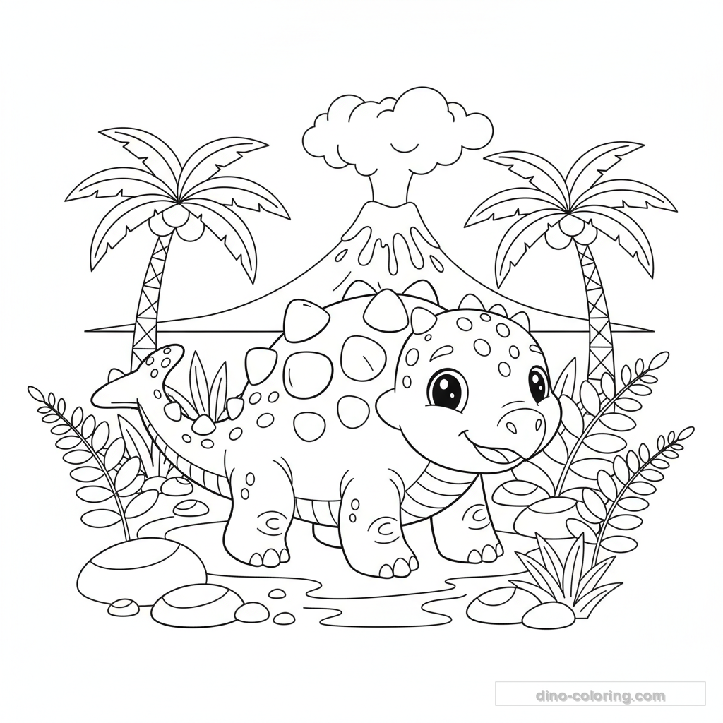 Dibujo Friendly Ankylosaurus para Colorear #13