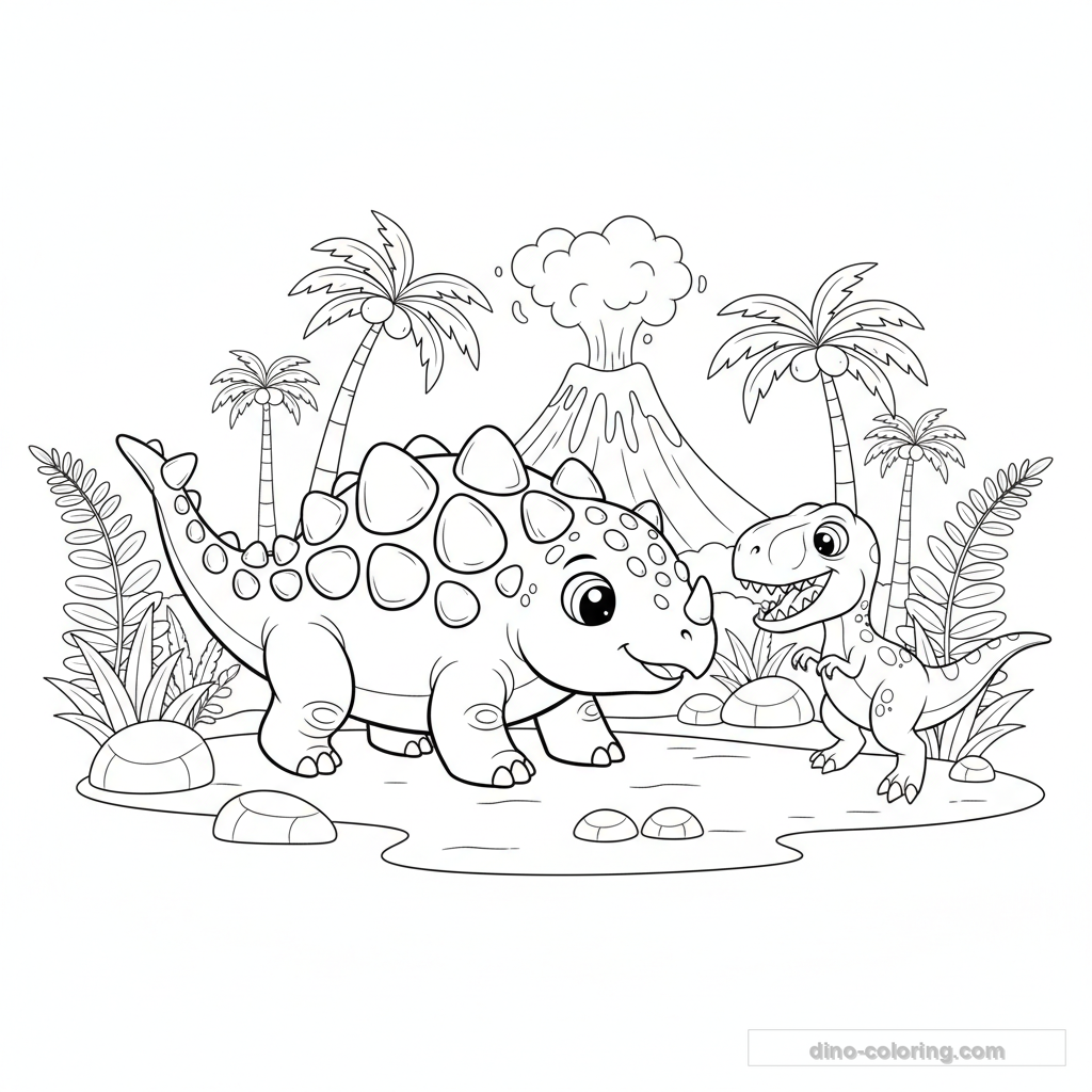 Disegno Defending Ankylosaurus da Colorare #26