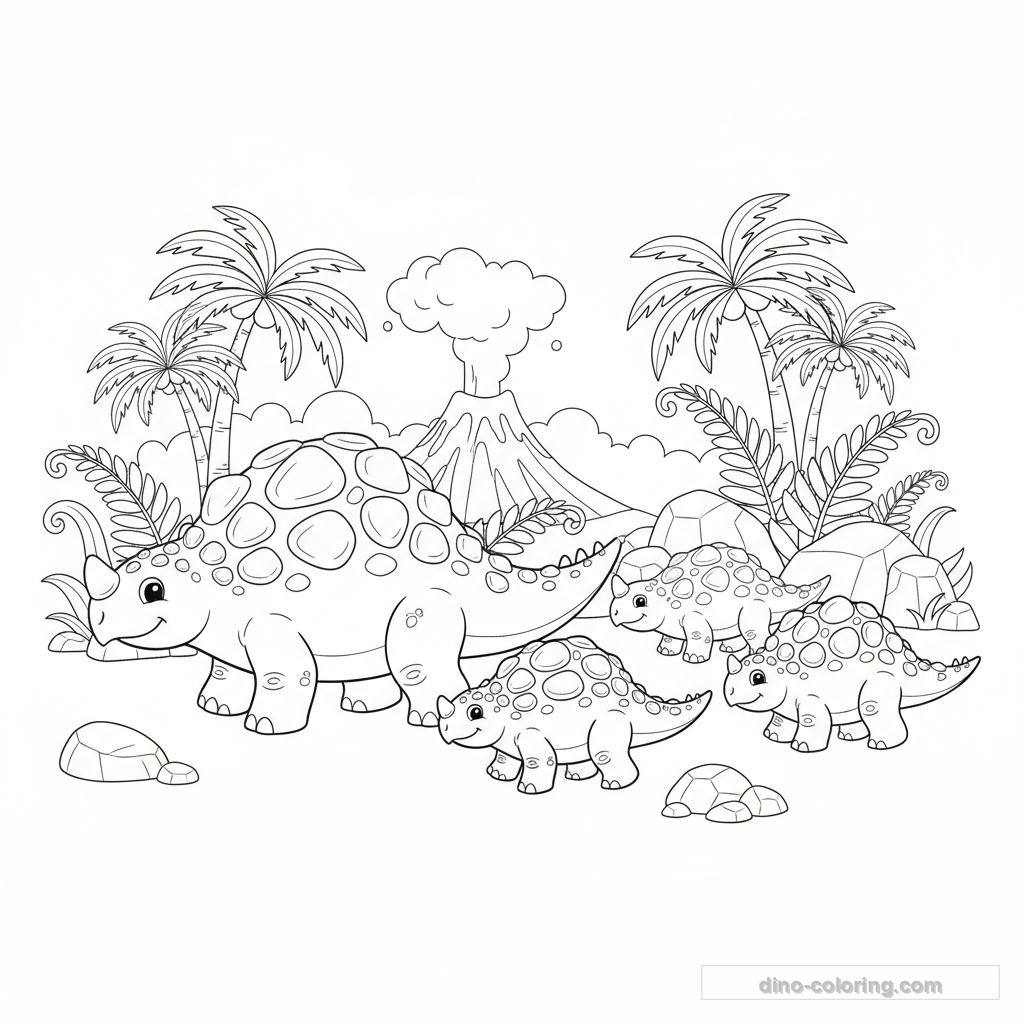 Disegno Ankylosaurus Family da Colorare #6