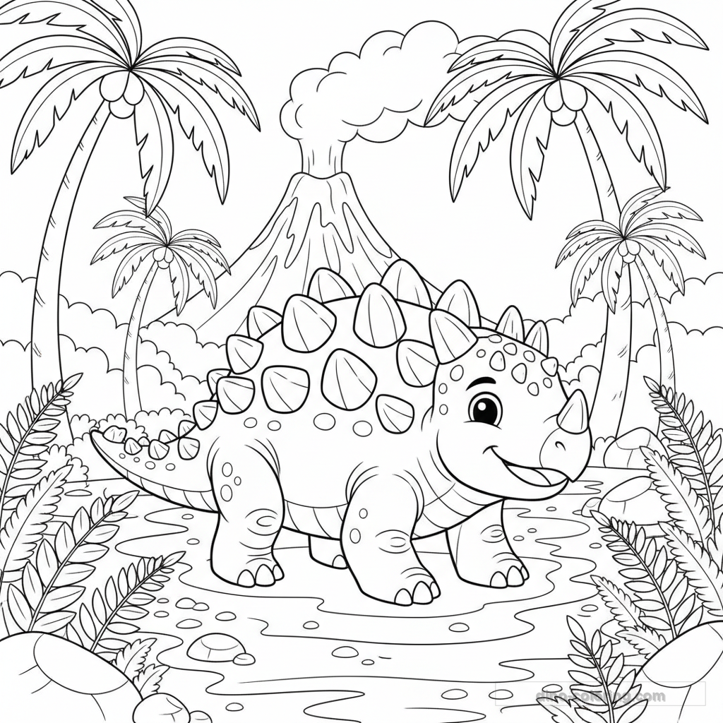 Disegno Detailed Ankylosaurus da Colorare #7