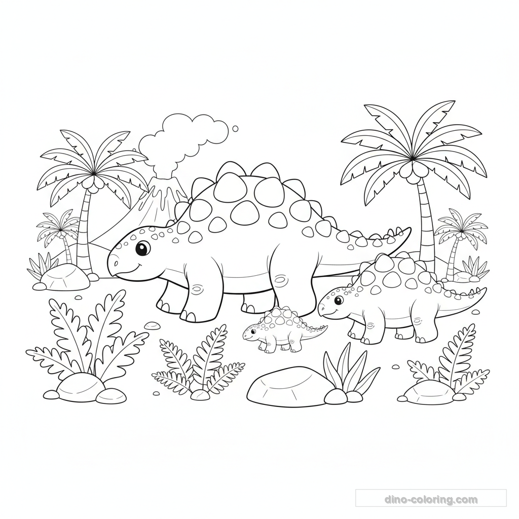 Dibujo Ankylosaurus Family para Colorear #10