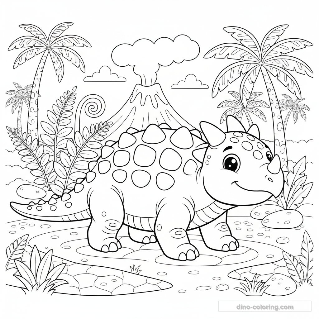 Dibujo Armored Ankylosaurus para Colorear #24