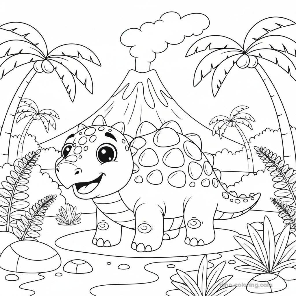 Disegno Friendly Ankylosaurus da Colorare #27