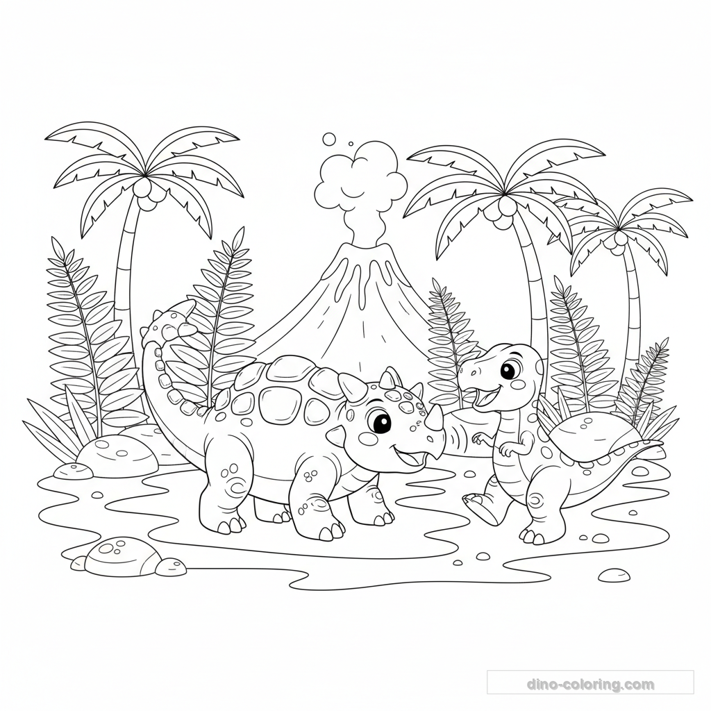 Disegno Defending Ankylosaurus da Colorare #13