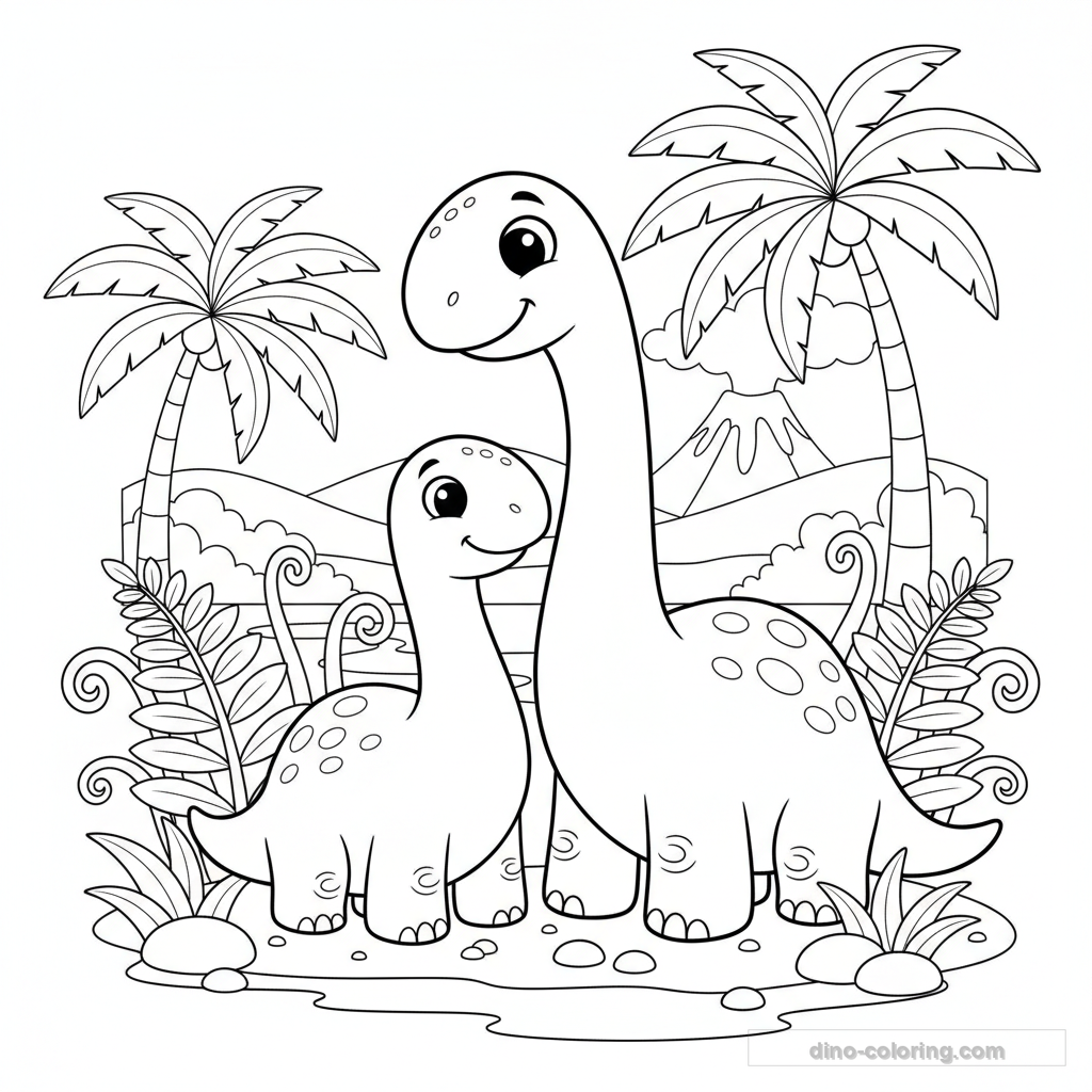 Dibujo Baby Dino with Parent para Colorear #8