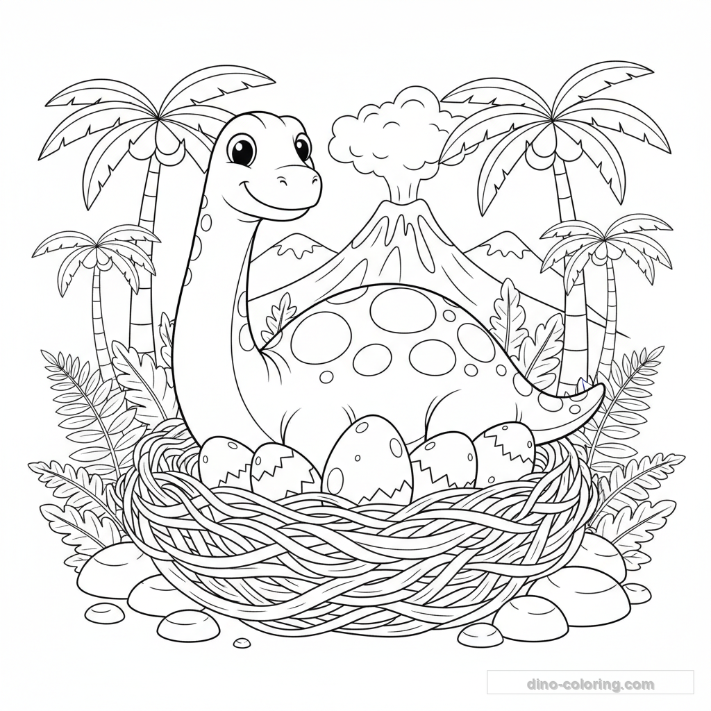 Desenho Dinosaur Egg Nest para Colorir #11