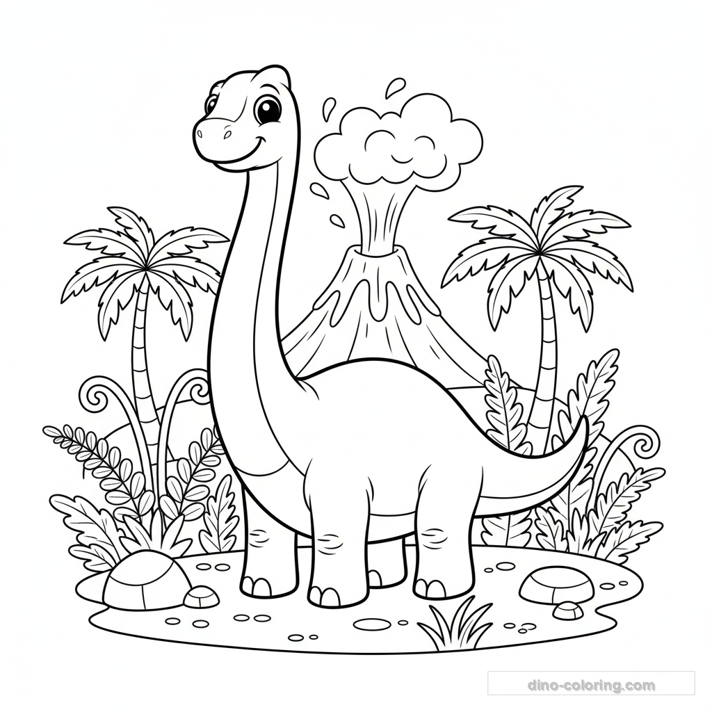 Desenho Cute Brachiosaurus para Colorir #21