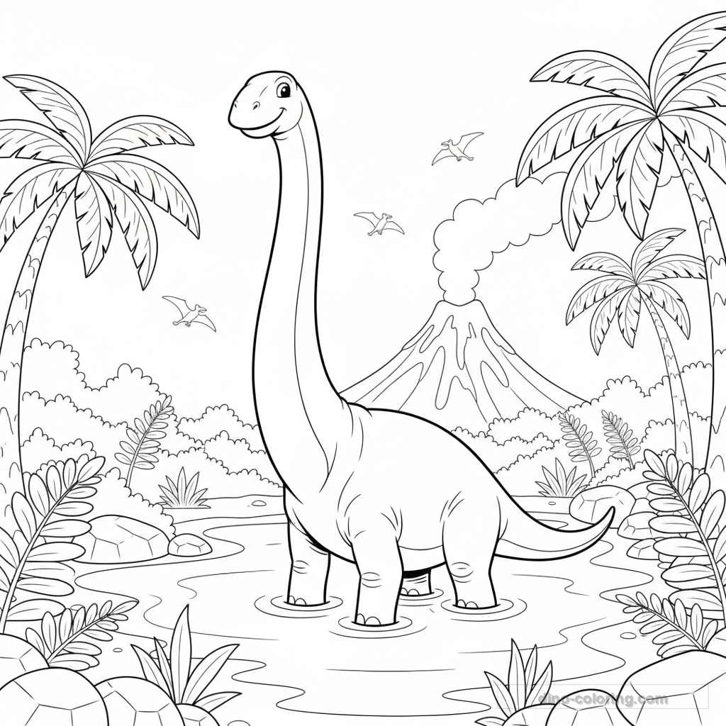 Disegno Brachiosaurus in Lake da Colorare #13
