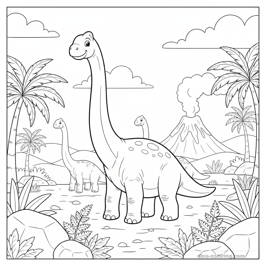 Dibujo Brachiosaurus Herd para Colorear #12