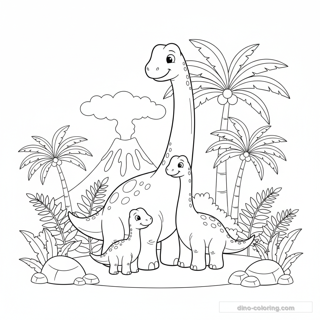 Dibujo Brachiosaurus Family para Colorear #15