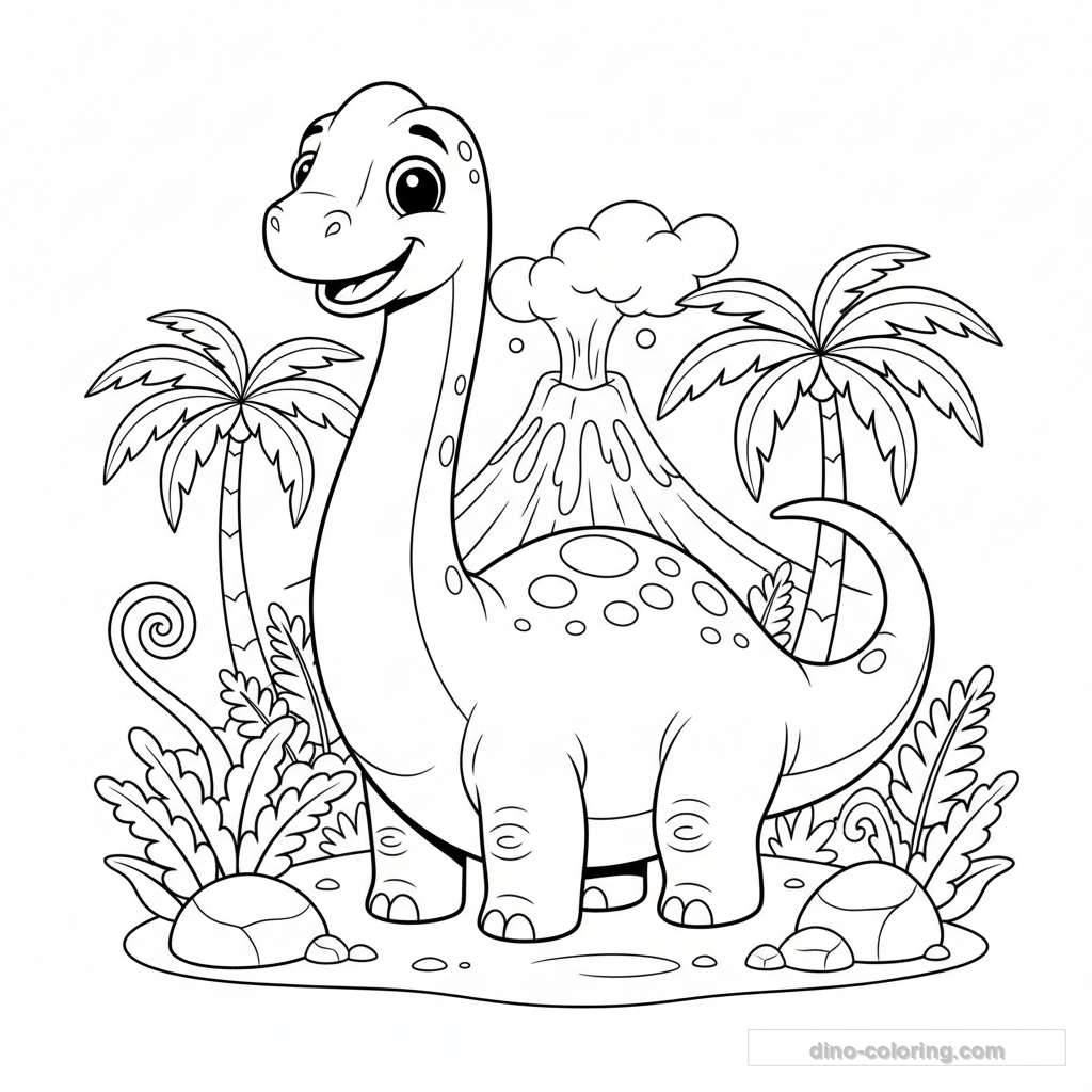 Dibujo Cute Diplodocus para Colorear #42