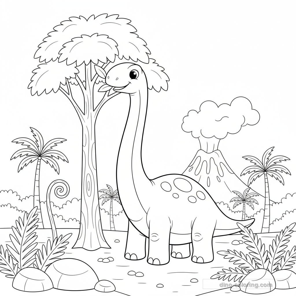 Disegno Eating Diplodocus da Colorare #15