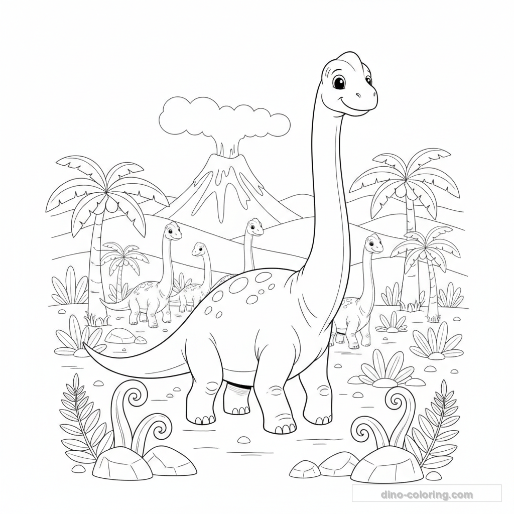 Dibujo Migrating Diplodocus para Colorear #28