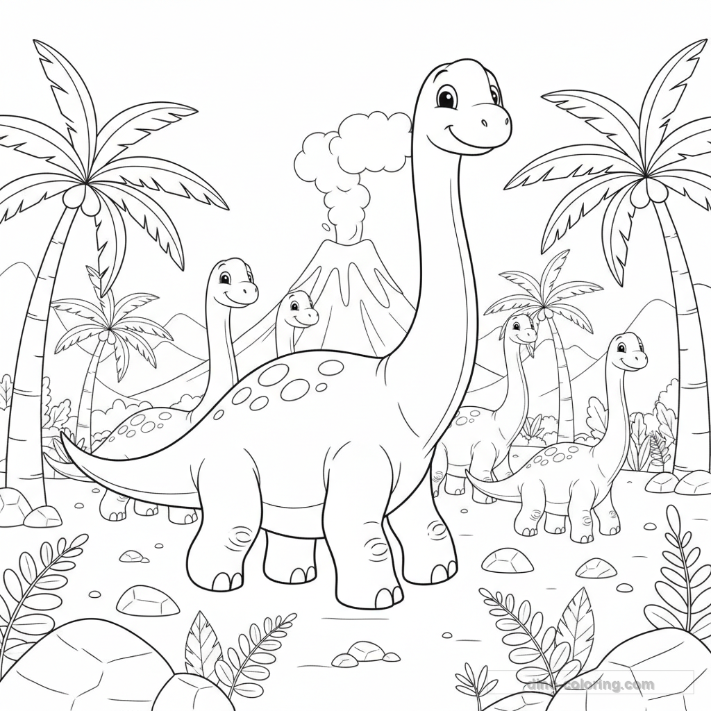 Disegno Migrating Diplodocus da Colorare #13