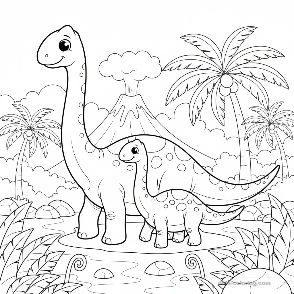 Disegno Baby Diplodocus da Colorare #40
