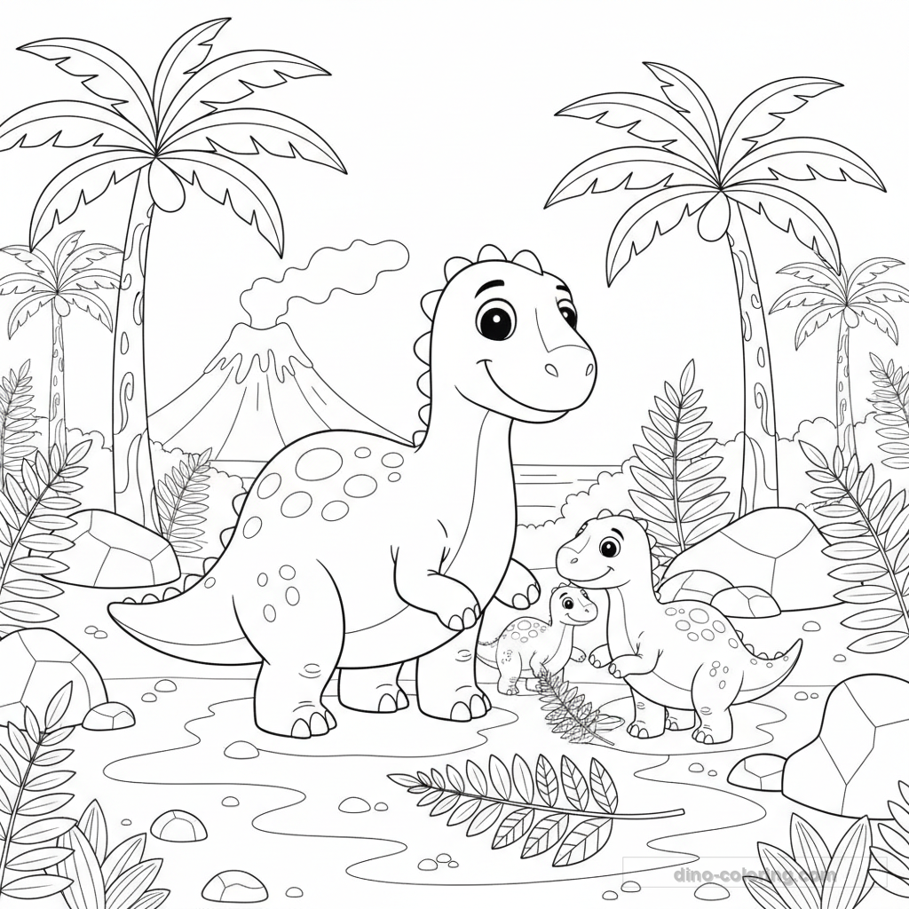 Disegno Iguanodon Family da Colorare #36
