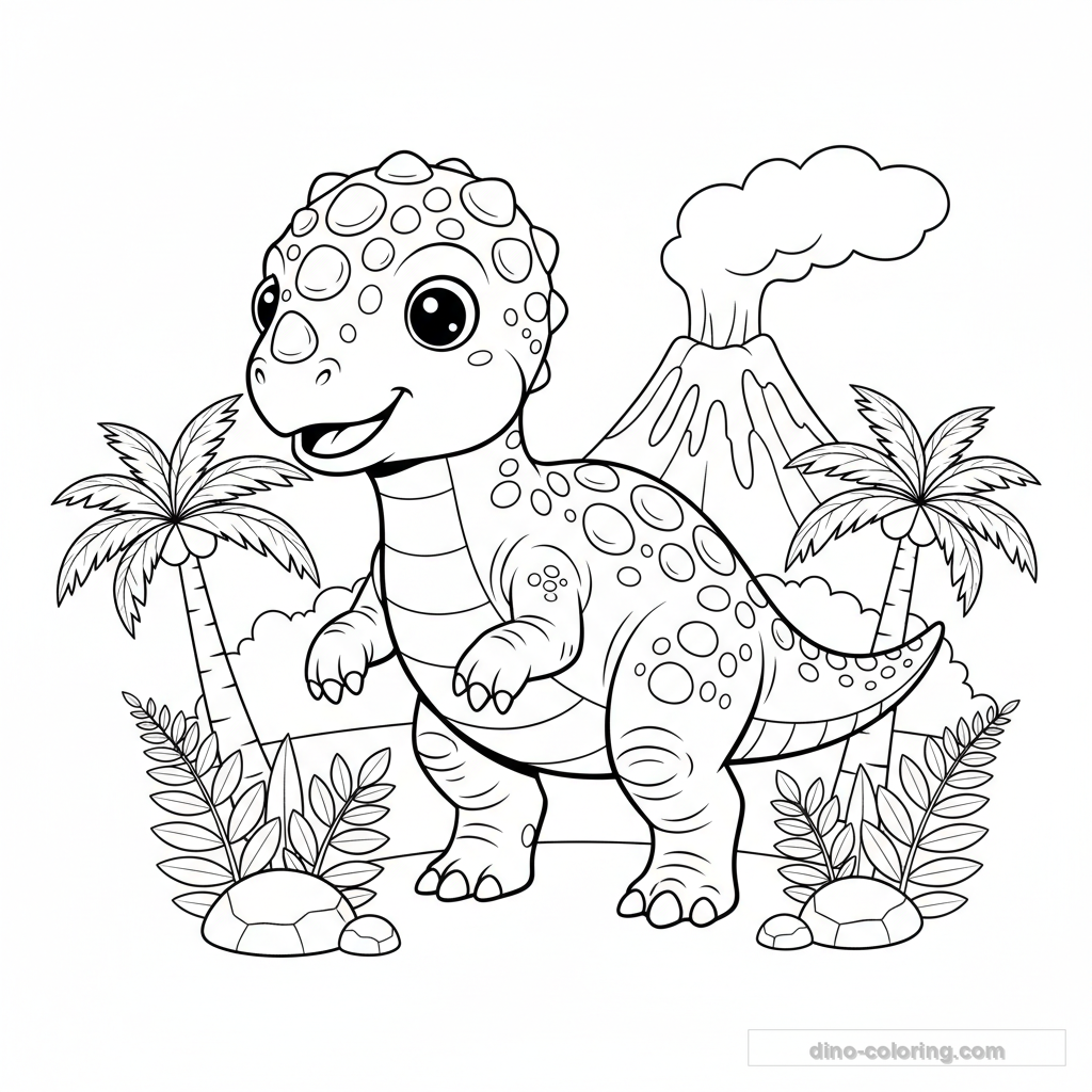 Disegno Detailed Pachycephalosaurus da Colorare #7