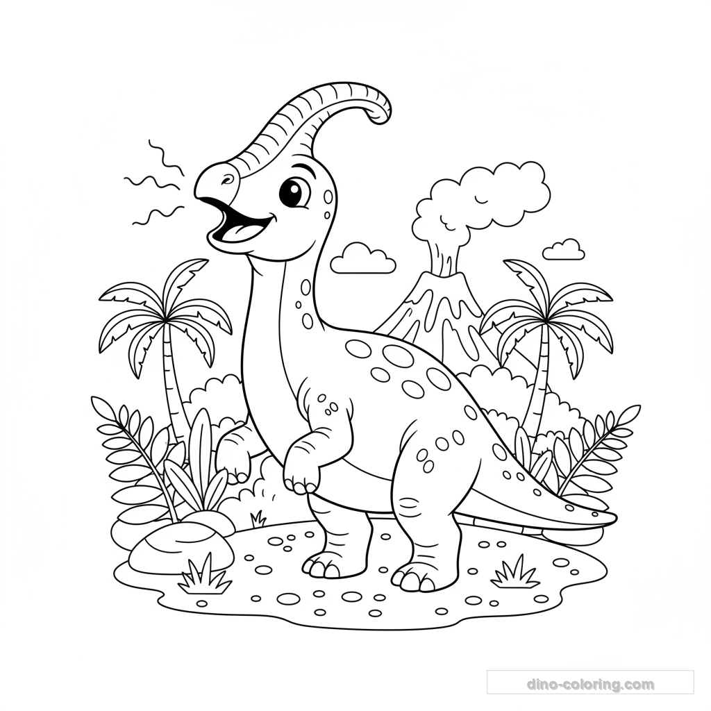 Disegno Calling Parasaurolophus da Colorare #24
