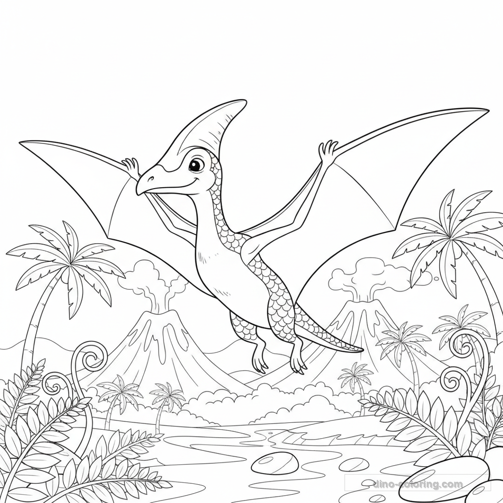 Dibujo Spread Wings Pteranodon para Colorear #7