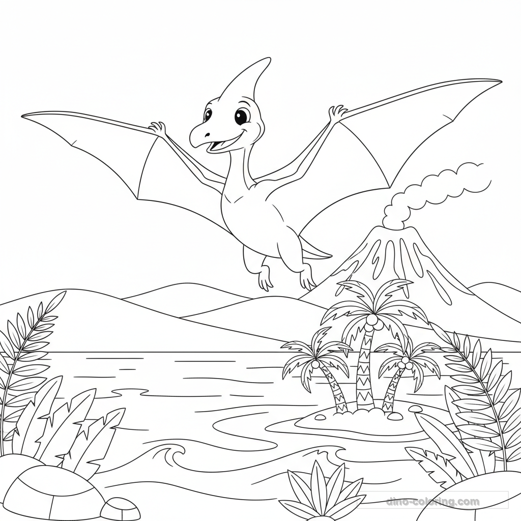 Dibujo Flying Pteranodon para Colorear #10