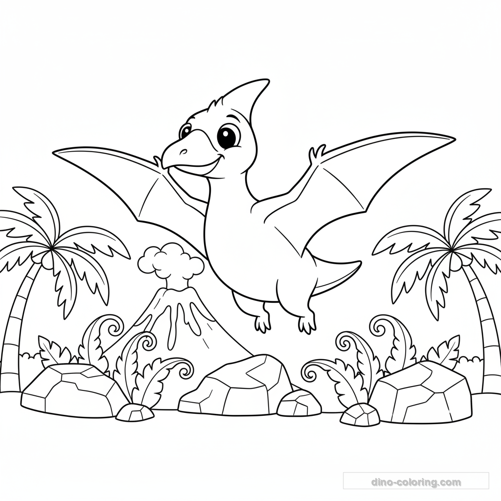 Desenho Cute Pteranodon para Colorir #5
